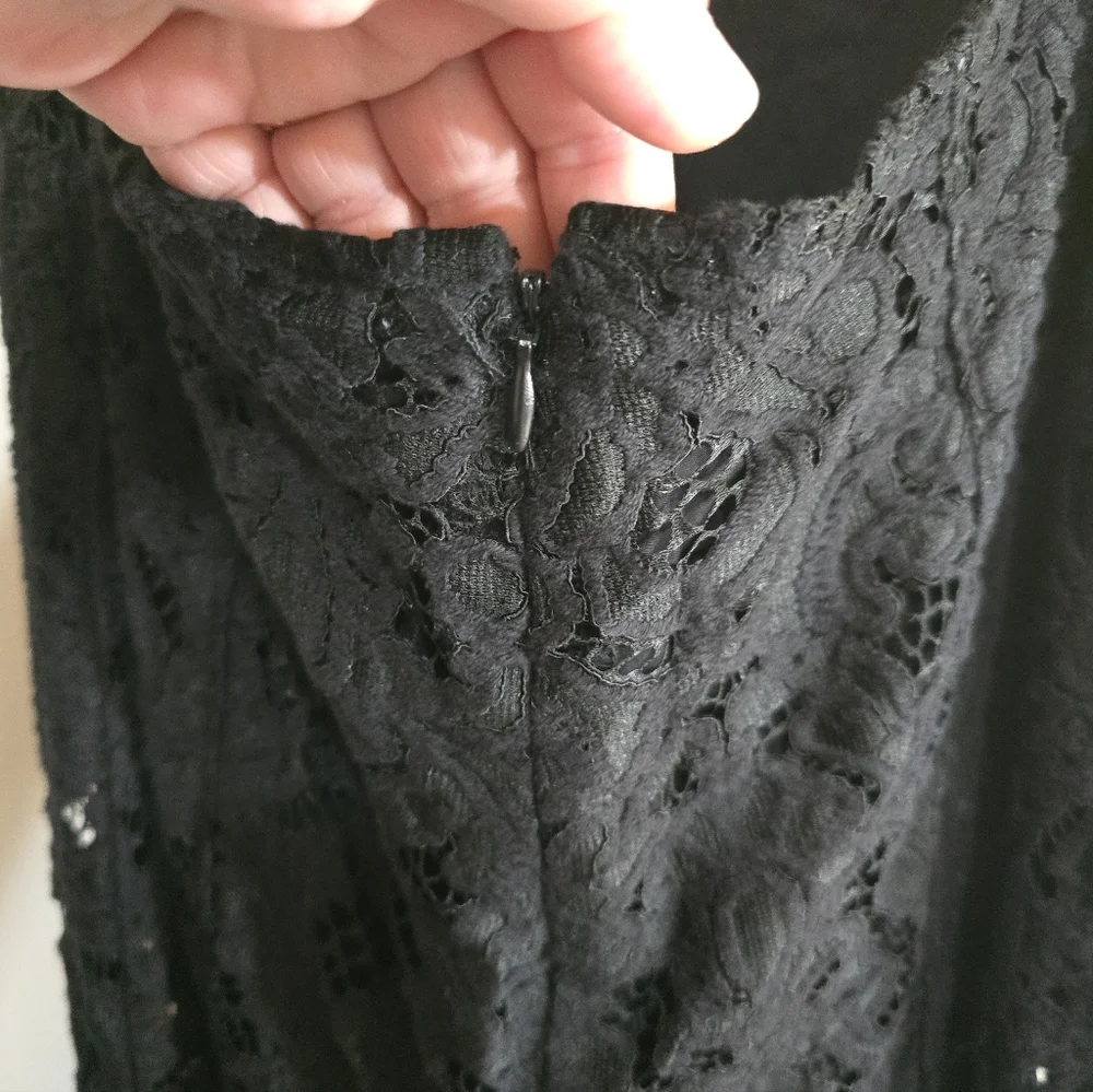 Free People Rise & Shine Black Lace Jumsuit Bell Bottom Flare Leg 2 Open Back - Picture 8 of 8